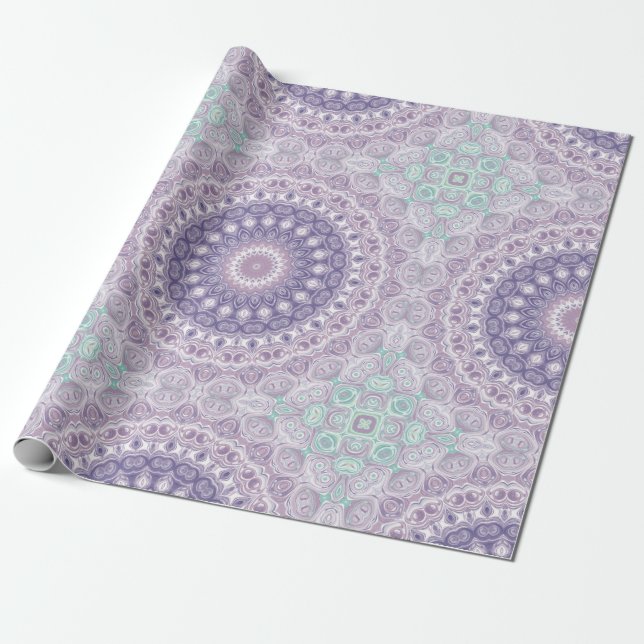 Papel De Presente Padrão de lavanda e Lilac Mandala (Desenrolado)