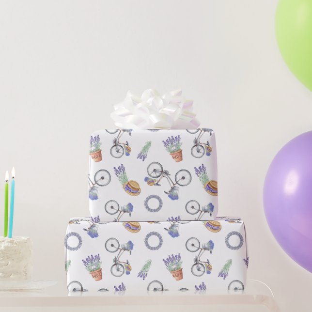 Papel De Presente Padrão de Lavanda Francesa (Presentes para festas)