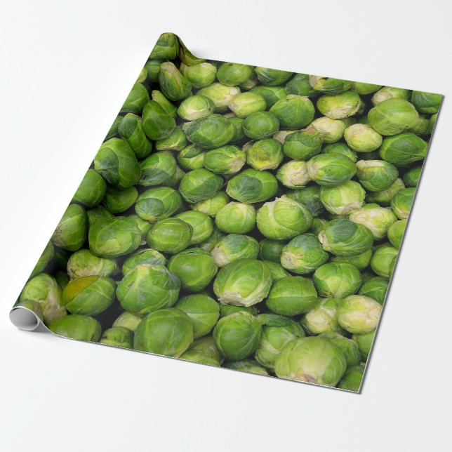 Papel De Presente Padrão de Legume Brócolis Verde de Bruxelas (Desenrolado)
