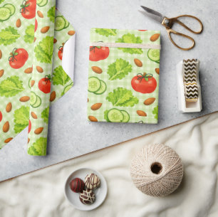 Papel De Presente Padrão de Legumes de Salada Fresca