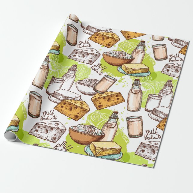 Papel De Presente Padrão de Leite (Desenrolado)