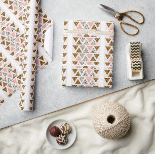 Papel De Presente Padrão de Leopardo Chic e Triângulo Rosa