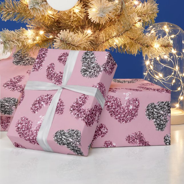 Papel De Presente Padrão de Leopardo Rosa Brilhante (Feriados)