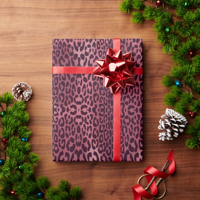 Papel De Presente Padrão de leopardo simétrico contínuo (Presente de Natal)