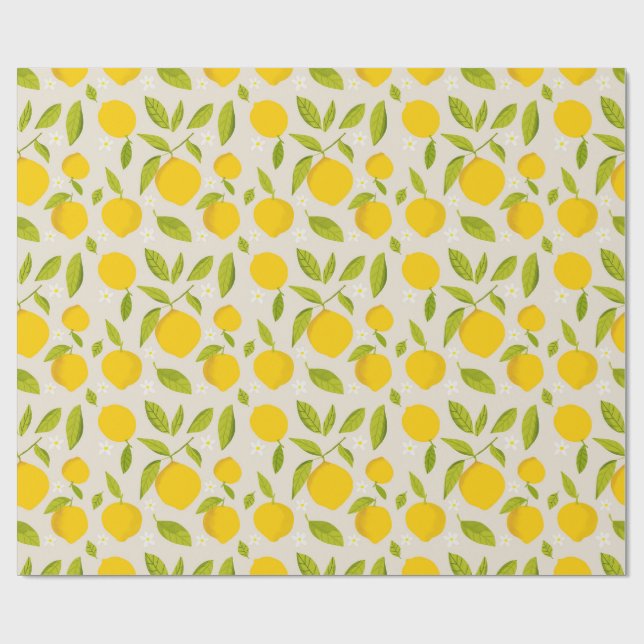 Papel De Presente Padrão de limão brilhante - Fruta de citrinos amar (Aberto)