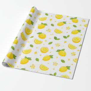 Papel De Presente Padrão de Limão Fresco