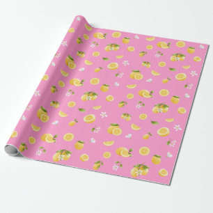 Papel De Presente Padrão de limão rosa