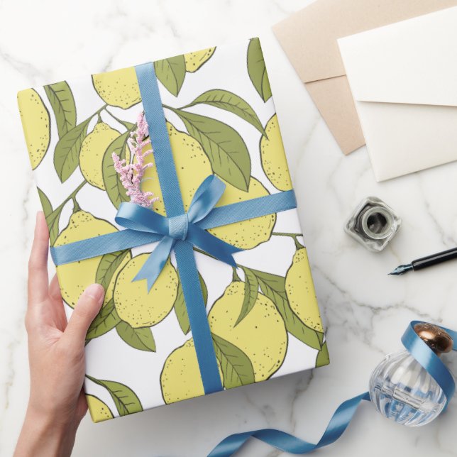 Papel De Presente Padrão de Limões (Presentear)