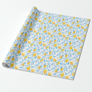 Papel De Presente Padrão De Limões De Aquarela Desenhados À Mão