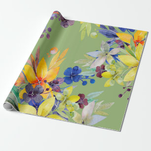 Papel De Presente Padrão de limpeza de cores d'água de ramificação.