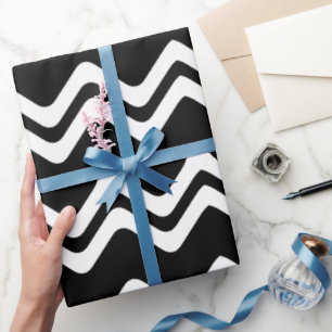 Papel De Presente Padrão de Linha de Cor Dupla Zig Zag