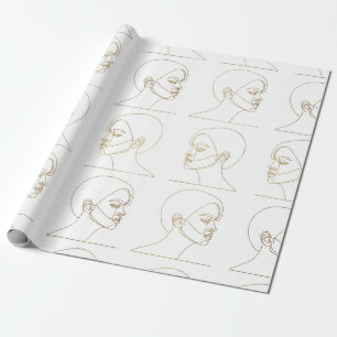 Papel De Presente Padrão de Linha de Rosto Feminino Minimalista (4)