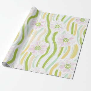 Papel De Presente Padrão de Linha Floral Abstrata Moderna (4)