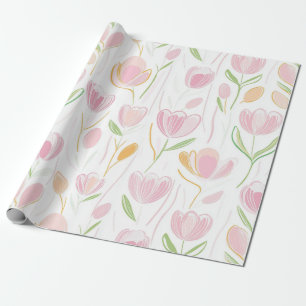 Papel De Presente Padrão de Linha Floral Abstrata Moderna (5)
