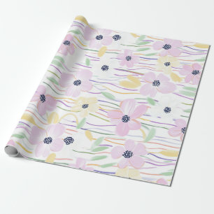 Papel De Presente Padrão de Linha Floral Abstrata Moderna (6)
