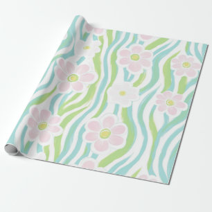 Papel De Presente Padrão de Linha Floral Abstrata Moderna (8)