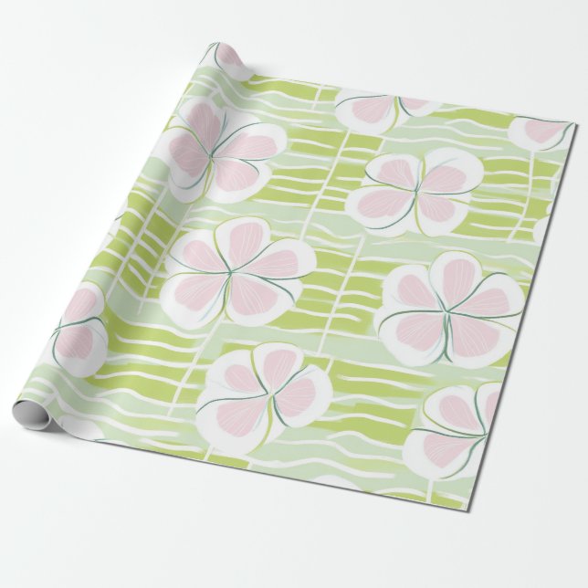 Papel De Presente Padrão de Linha Floral Abstrata Moderna (9) (Desenrolado)