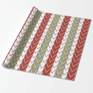 Papel De Presente Padrão de Listra Chevron Azul-verde Vermelho