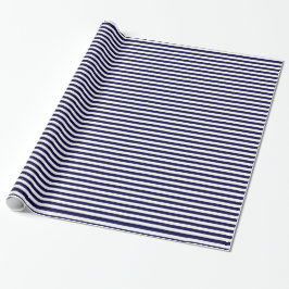 Papel De Presente Padrão de Listra Clássico Azul Marinho e Branco