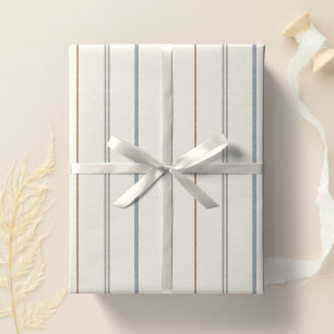 Papel De Presente Padrão de Listra Neutra Boho Terroso Minimalista M