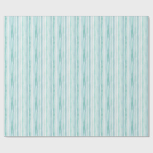 Papel De Presente Padrão de Listra Vertical em Aquarela Aqua Costeir