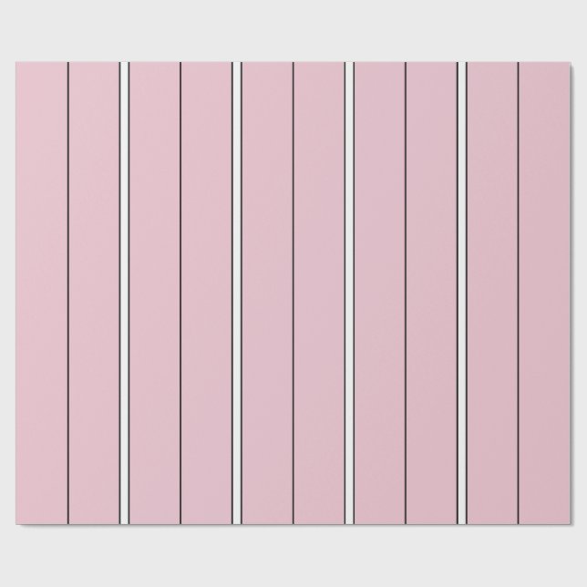 Papel De Presente Padrão de Listra Vertical Rosa Suave Mínimo (Aberto)