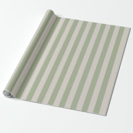 Papel De Presente Padrão de Listra Vertical Verde Salvia