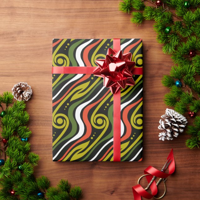 Papel De Presente padrão de listras (Presente de Natal)