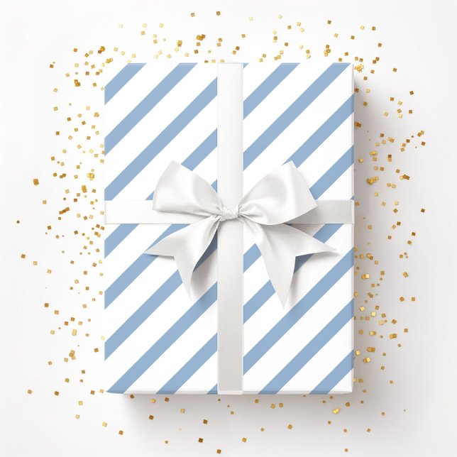 Papel De Presente Padrão de Listras Brancas Azul Pó (Powder Blue White Stripes Pattern Wrapping Paper)
