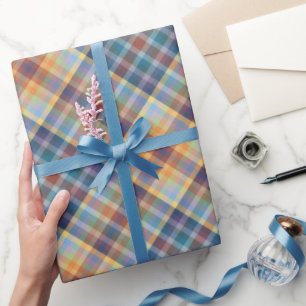 Papel De Presente Padrão de Listras Coloridas de Outono e Inverno