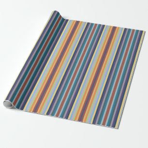 Papel De Presente Padrão de Listras Coloridas de Outono e Inverno