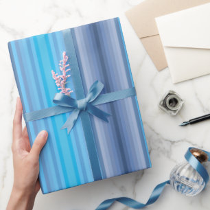 Papel De Presente Padrão de Listras de Inverno Primavera Verão Azul