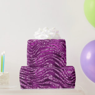 Papel De Presente Padrão de Listras de Tigre com Glitter Glam Ombre