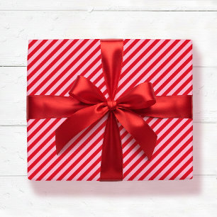 Papel De Presente Padrão de Listras Diagonais Vermelho Rosa Faixa Mé