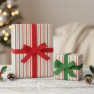 Papel De Presente Padrão de Listras Finas de Bengala de Natal Vermel