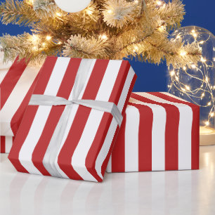 Papel De Presente Padrão de Listras Verticais Vermelho e Branco