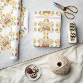 Papel De Presente Padrão de Livro Escolar do Professor Amarelo 