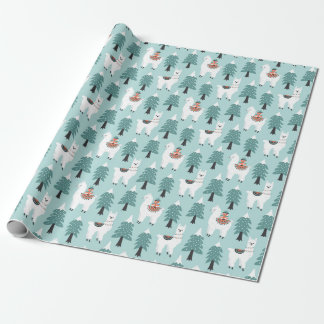 Papel De Presente Padrão de Llama de Natal bonito