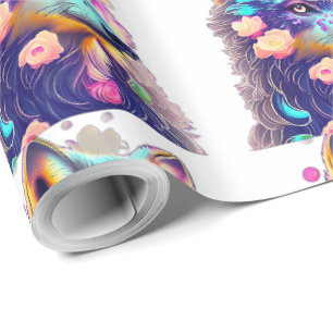 Papel De Presente Padrão de lobo para alegrar