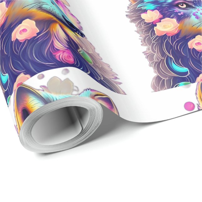 Papel De Presente Padrão de lobo para alegrar (Ponta do rolo)