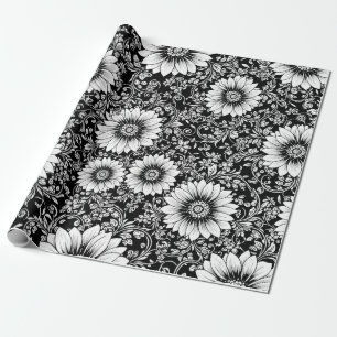 Papel De Presente Padrão de Luxo Floral Monocromático Chic (5)