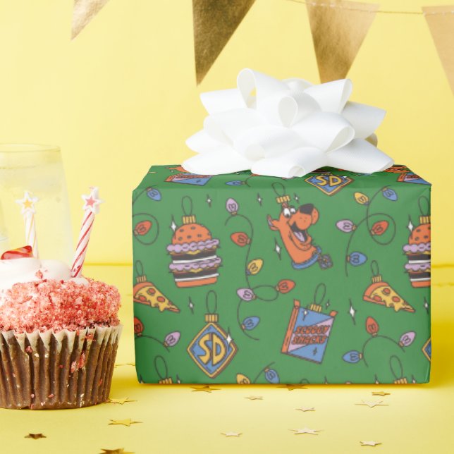 Papel De Presente Padrão de Luzes de Lanche de Feriado do Scooby-Doo (Festa de aniversário)