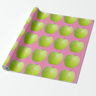 Papel De Presente Padrão de Maçã Vegan para amante de Frutas Vegetar