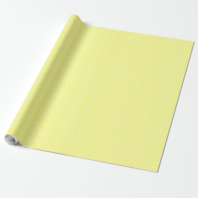 Papel De Presente Padrão de malha branca em amarelo (Desenrolado)