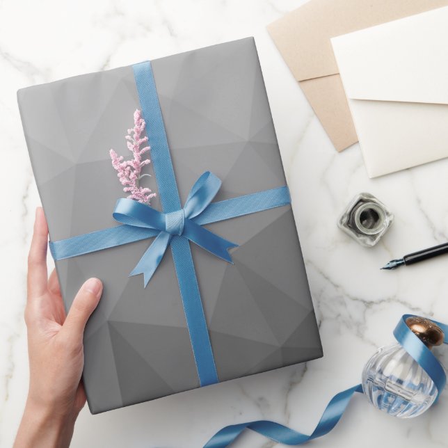 Papel De Presente Padrão de malha geométrica com gradiente cinza (Presentear)