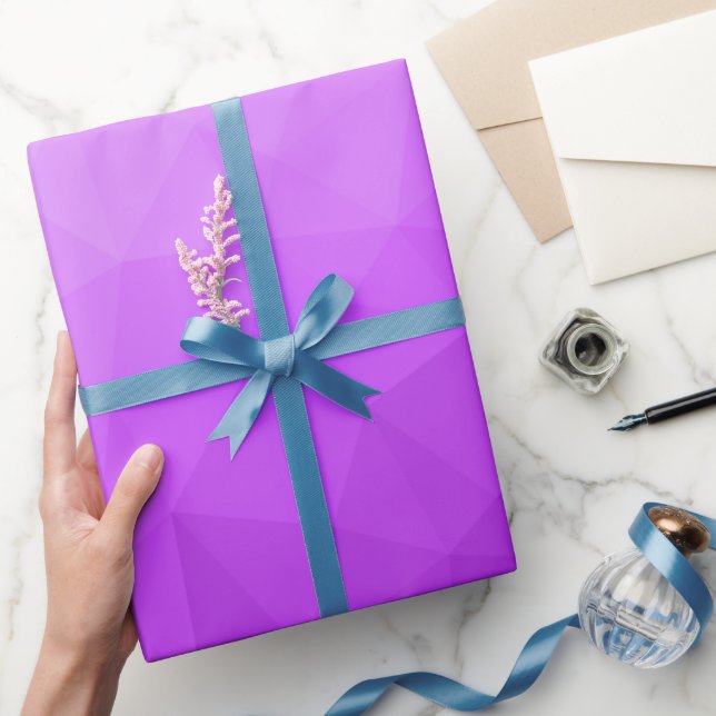 Papel De Presente Padrão de malha geométrica com gradiente roxo (Presentear)