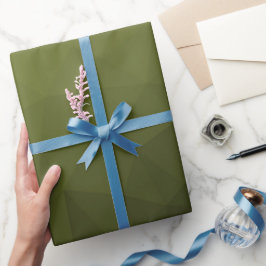 Papel De Presente Padrão de malha geométrica gradiente verde escuro 