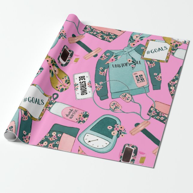 Papel De Presente Padrão de Malhação Girly (Desenrolado)