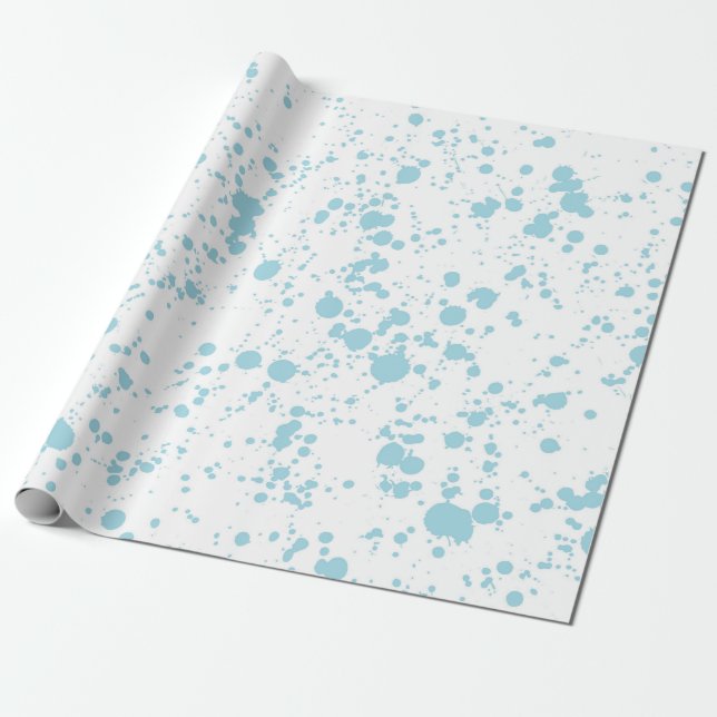 Papel De Presente Padrão de Manchas de Tinta Azul (Desenrolado)