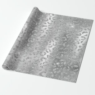 Papel De Presente Padrão de manchas-leopardo selvagens na moda Silve
